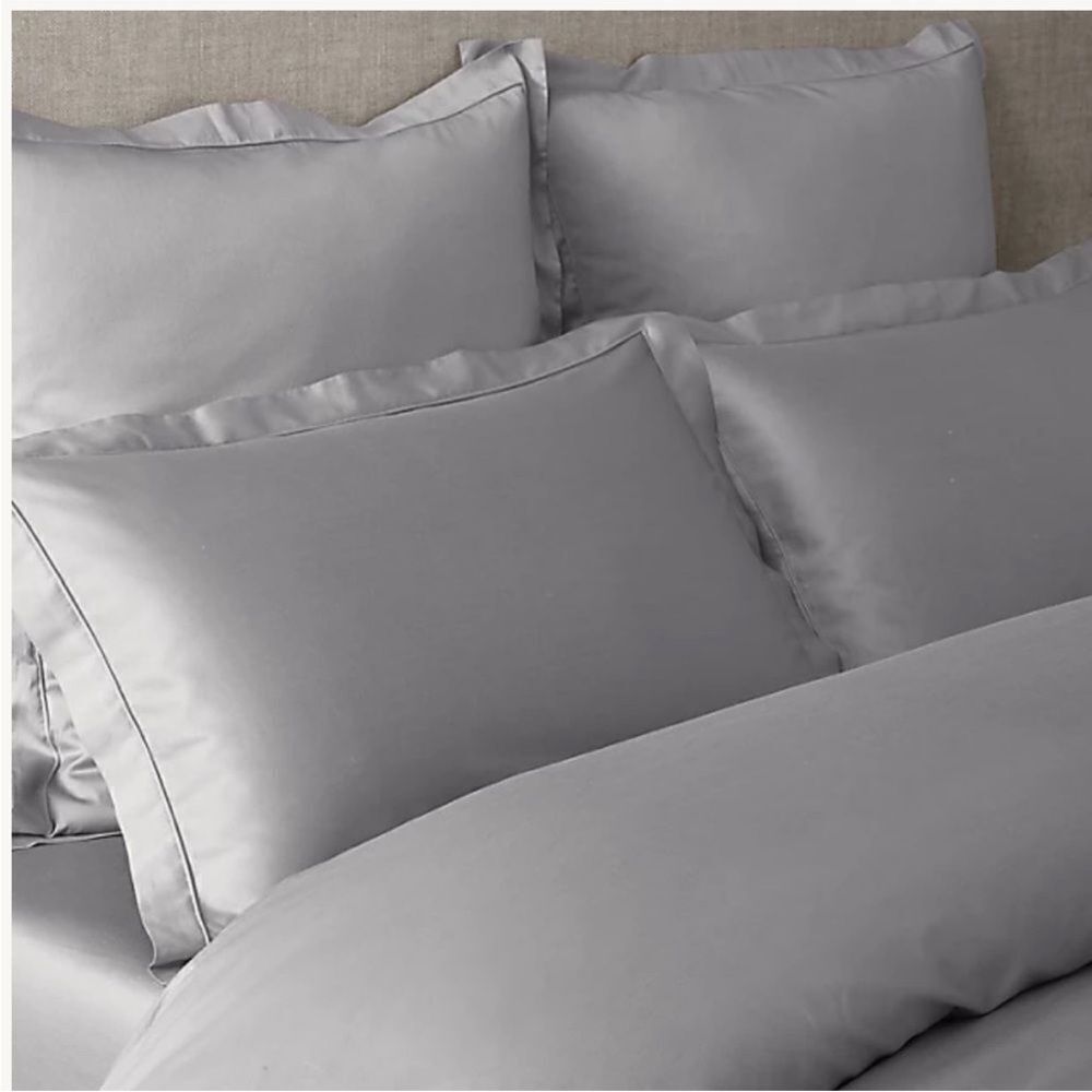Restoration Hardware RH 600TC Sateen Duvet Cover Gray Silver Nickel NWOT